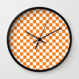 Orange Checkerboard Pattern Wall Clock