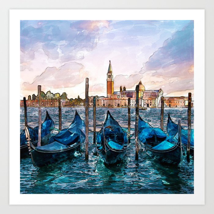 Gondolas in Venice Art Print