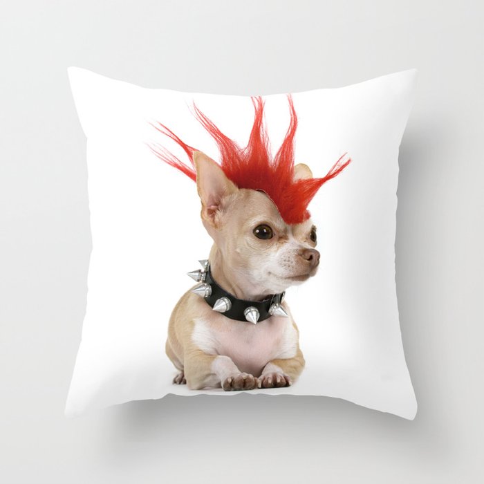 Punk Chihuahua Throw Pillow