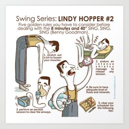 SWING SERIES: LINDY HOPPER #2 Art Print | Fashion, Lindyhopper, Swingdance, Forties, Thirties, Rules, Illustration, Jitterbug, Infographic, Digital 