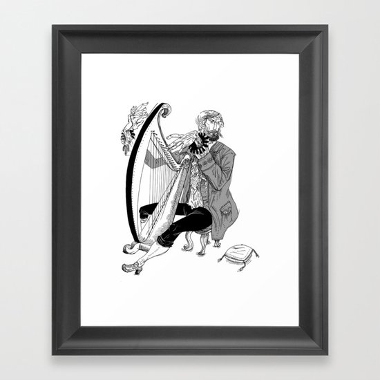 Ye Olde Harp Player Framed Art Print
