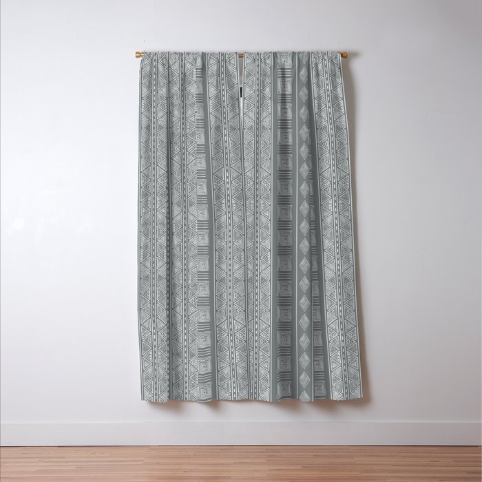 Steel Gray Tribal Ethnic Print Blackout Curtain By Juliafrank