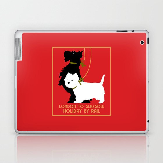 Retro London and Glasgow by train, dogs terriers Laptop & iPad Skin