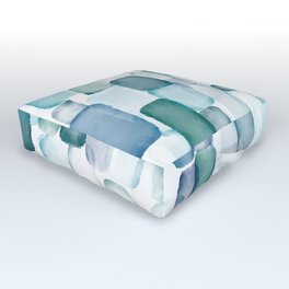 Sea Glass Watercolor Outdoor Floor Cushion