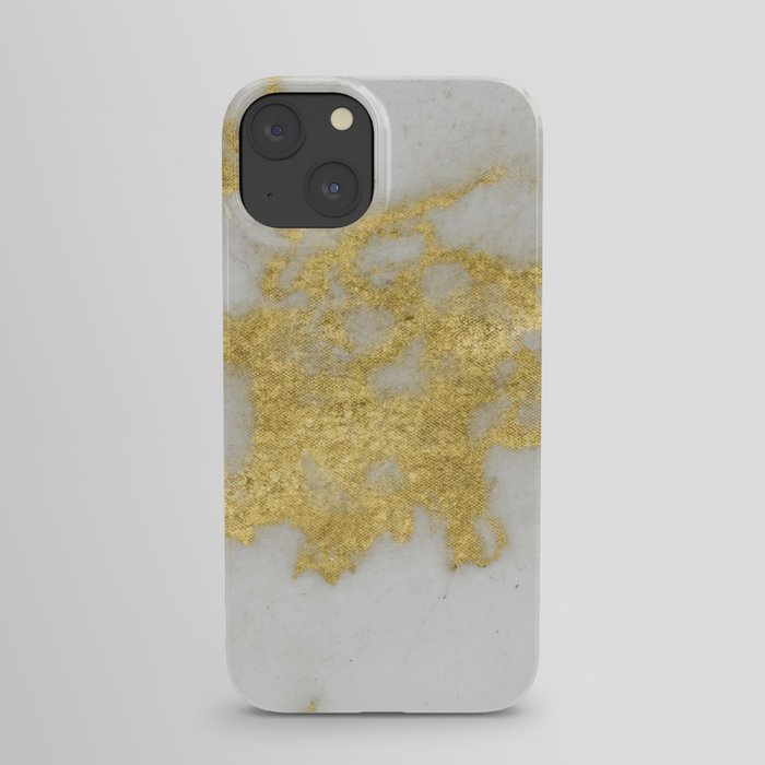 Marble - Yellow Gold Marble Foil on White Pattern iPhone Case