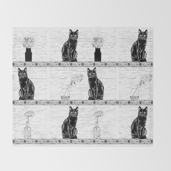 Black Cats Throw Blanket By Longwayvictory Society6