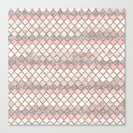 Rose Gold and Marble Decorative Square Tile Pattern Canvas Print