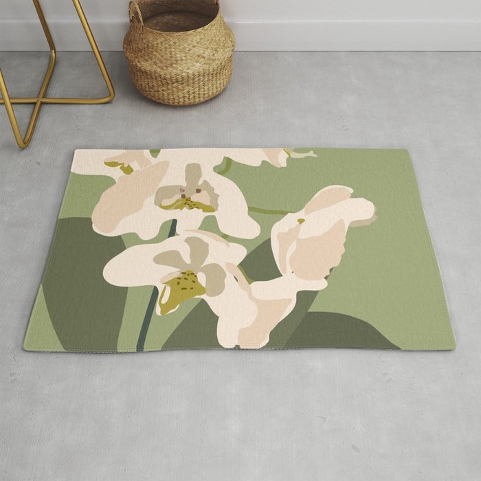 Abstract Orchids Silhouettes  Rug