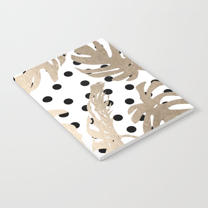 Simply Tropical White Gold Sands Palm Leaves on Dots Notebook