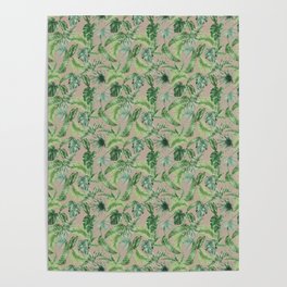Watercolor Tropical Jungle Leaves Poster