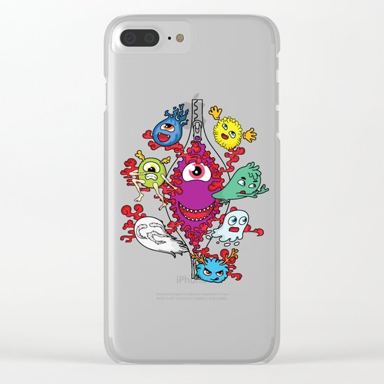 Monsters under the zipper Clear iPhone Case