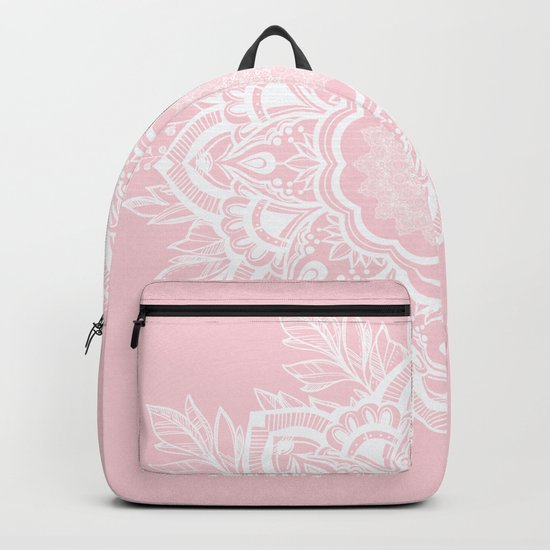 Mandala Bohemian Summer Blush Millennial Pink Floral illustration Backpack