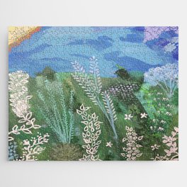 Mixed Media spring Meadow Painting Jigsaw Puzzle
