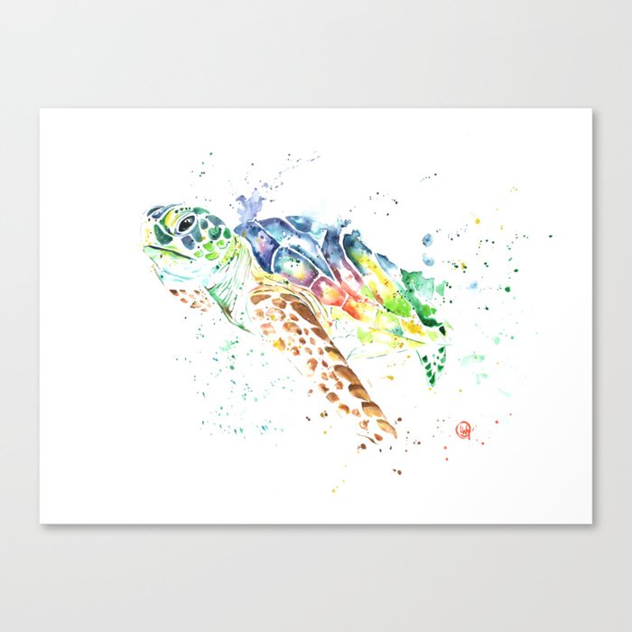 Sea Turtle Colorful Watercolor Painting Canvas Print By Whitehouseart Society6