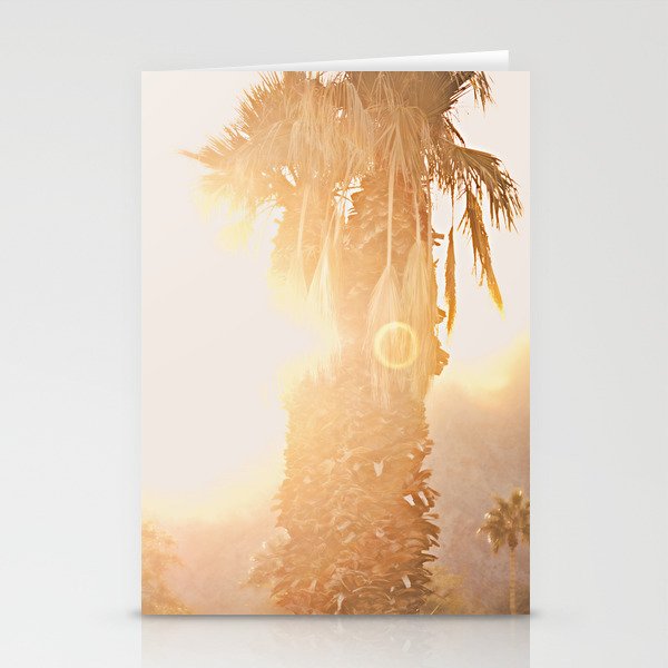 California Fine Art Print Yellow, Peach, Cream La Quinta Palm Tree Photograph - Desert Sunset  Stationery Cards