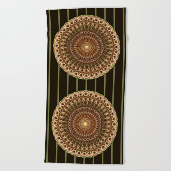 Patterns mandala in earth tones Beach Towel