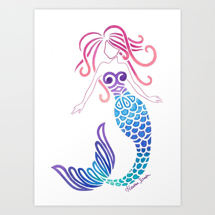 Tribal Mermaid Art Print by artsytoocreations | Society6
