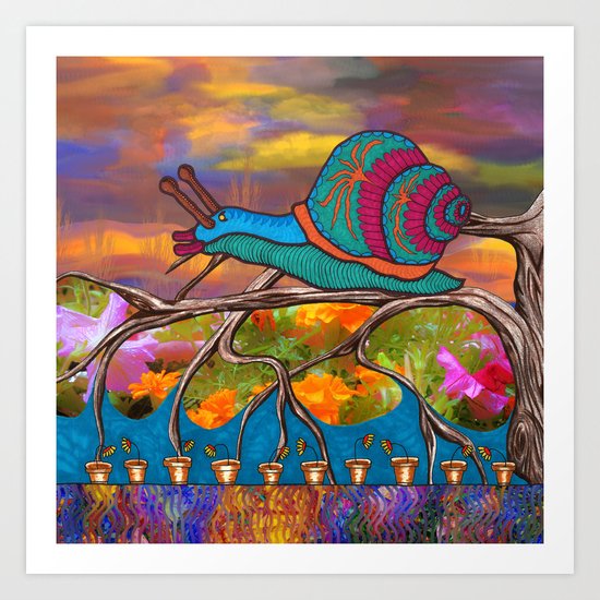 Doodlage 09 - It's A Snails Life Art Print