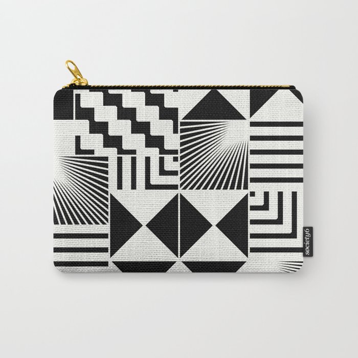 Mosaic Black And White Pattern Carry-All Pouch