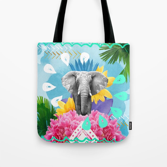 Elephant Festival - Blue Tote Bag