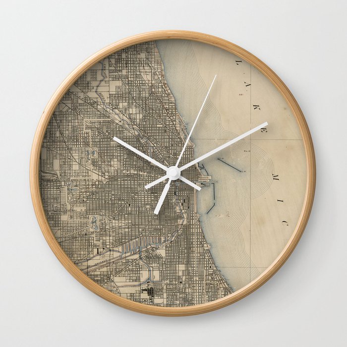 Vintage Map of Chicago (1899) Wall Clock