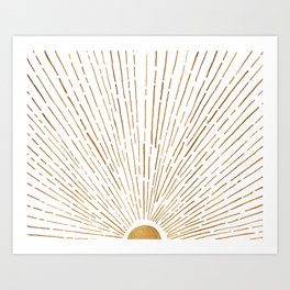 Let The Sunshine In Kunstdrucke | Shimmer, Sparkle, Shiny, Sunrise, Graphicdesign, Gold, Curated, Rays, Positive, Metallic 