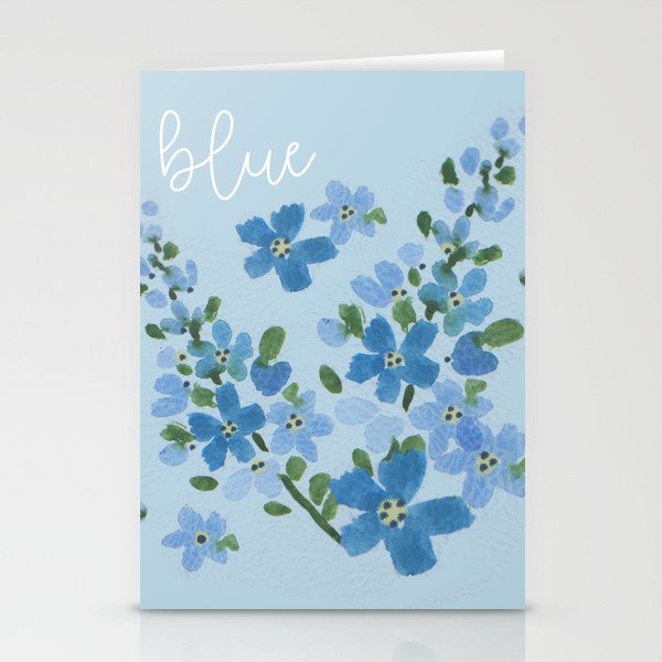 Blue flowers on a blue background Stationery Cards