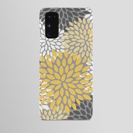 Modern Elegant Chic Floral Pattern, Soft Yellow, Gray, White Android Case