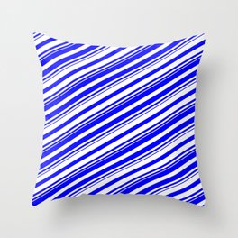 [ Thumbnail: Blue & White Colored Lines/Stripes Pattern Throw Pillow ]