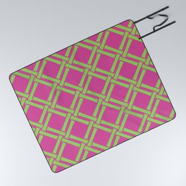 Classic Bamboo Trellis Pattern 240 Hot Pink and Chartreuse Picnic Blanket