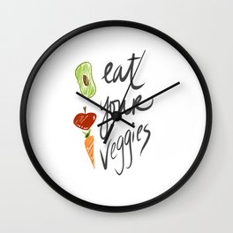 Eat Your Veggies Wall Clock | Gray, Inspire, Journey, Confidence, Comfort, Universal, Inspiring, Snow, Water, Towels 