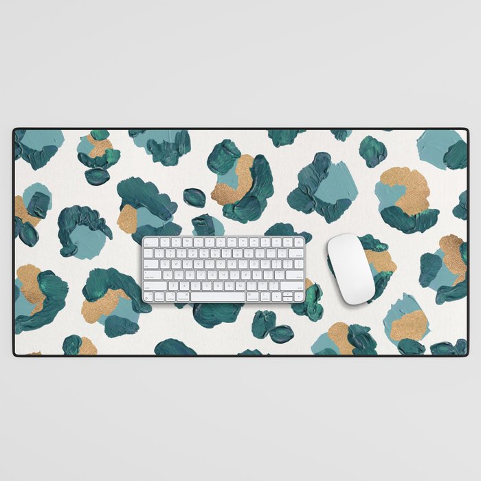 Leopard Print – Teal & Copper Desk Mat