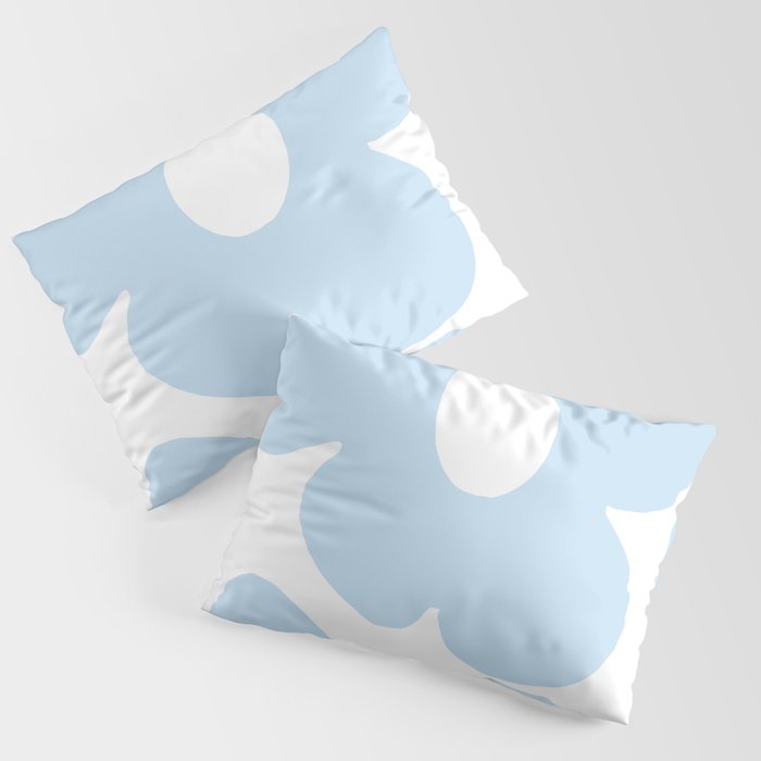 One Large Baby Blue Retro Flower White Background #decor #society6 #buyart Pillow Sham