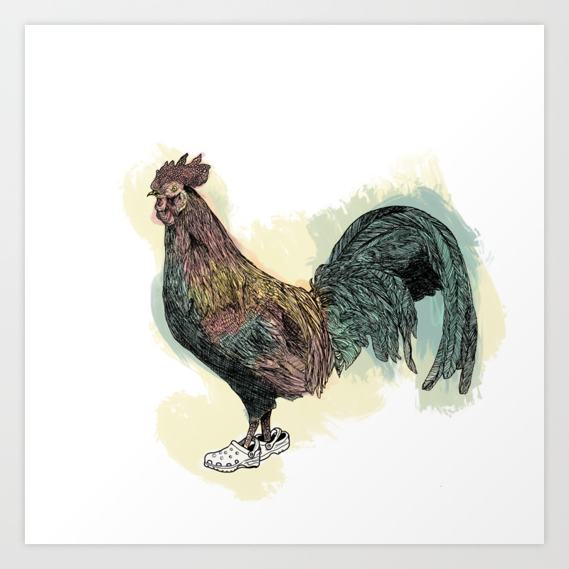 chicken print crocs