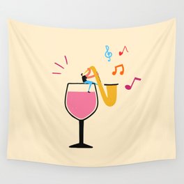 without a glass of wine there is no good jazz music Wall Tapestry