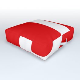 Letter D (White & Red) Outdoor Floor Cushion