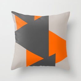 Orange and Grey Triangles Throw Pillow