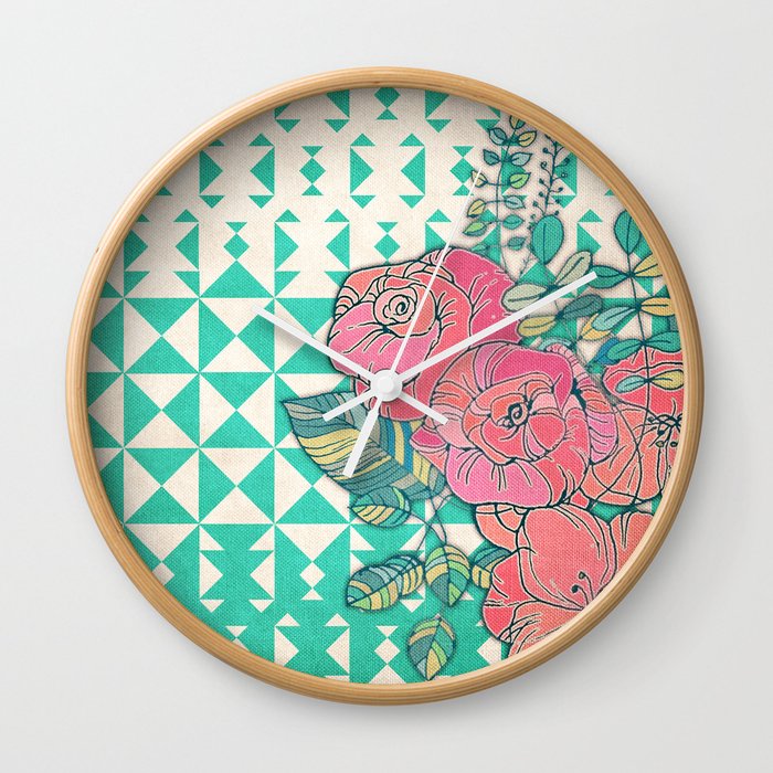 Triangles & Roses  Wall Clock