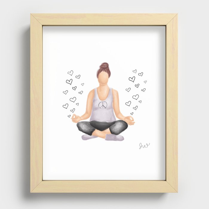 I am at peace- mindful yoga girl Recessed Framed Print