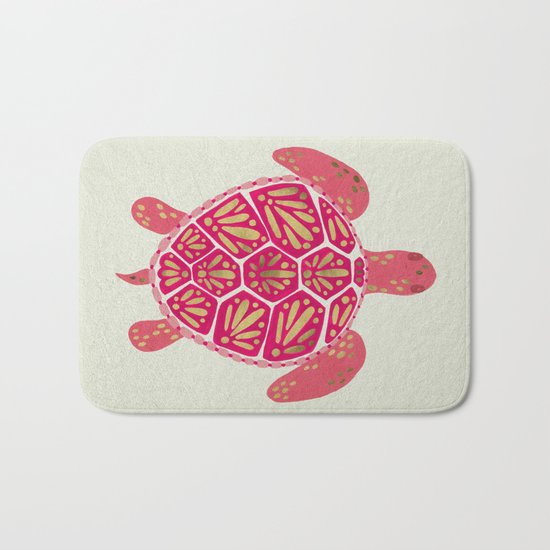 Sea Turtle – Pink & Gold Bath Mat