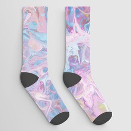 Modern abstract pink teal lilac yellow watercolor marble Socks