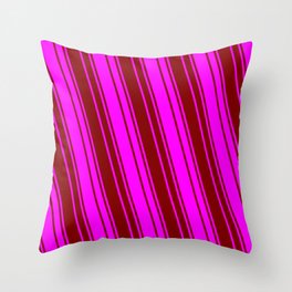 [ Thumbnail: Maroon & Fuchsia Colored Stripes/Lines Pattern Throw Pillow ]