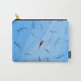 Shark Beach Swimmer | Aerial Illustration Carry-All Pouch
