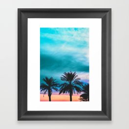 Tropical Palm Sunset in Turquoise Framed Art Print