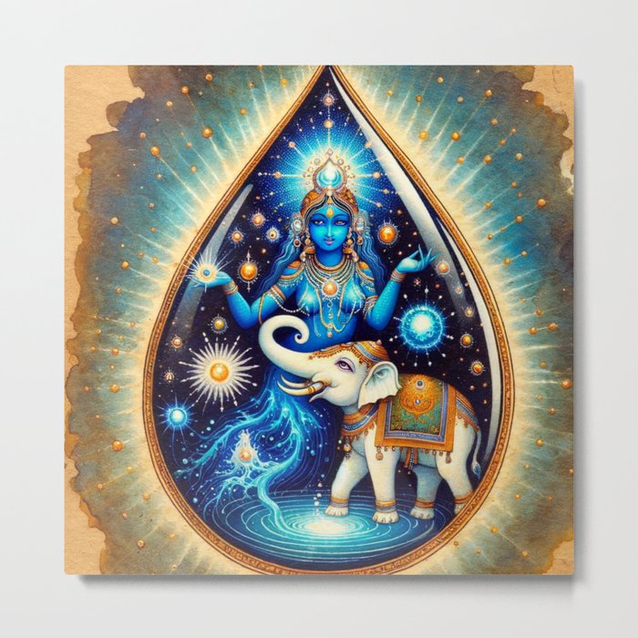 Water Goddess and Elephant Metal Print