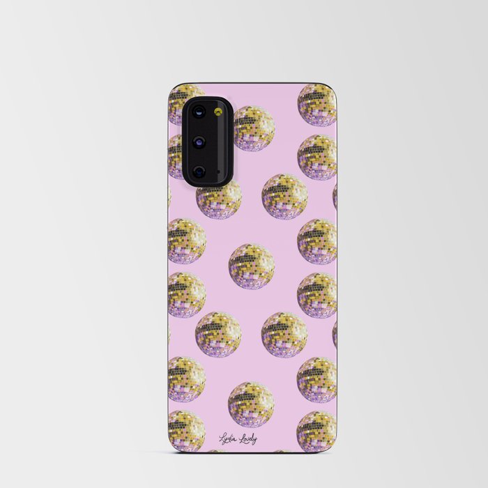 Let's dance yellow disco ball- pink background Android Card Case