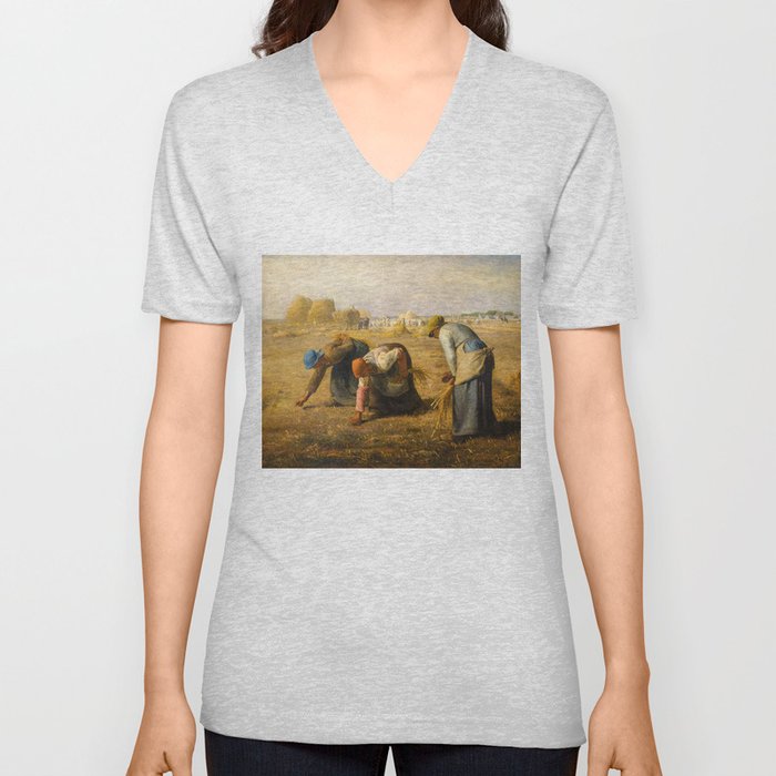 Jean-Francois Millet - The Gleaners V Neck T Shirt