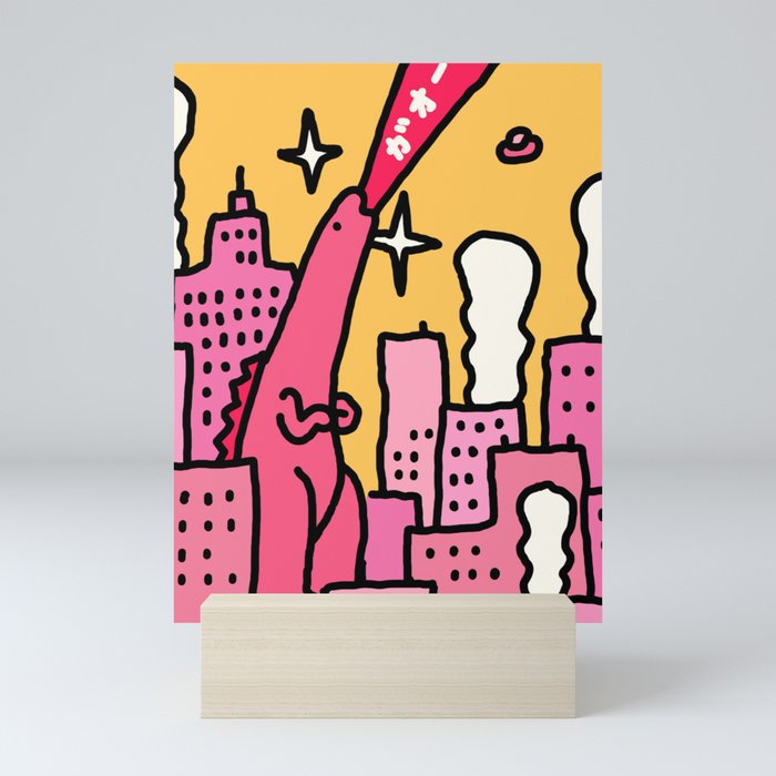 Pink Godzilla Mini Art Print