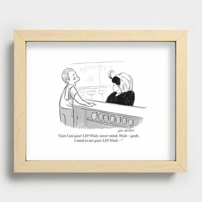 Confused Bartender Cartoon Recessed Framed Print
