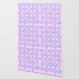 Midcentury MCM Rounded Rectangles Pink Blue Wallpaper